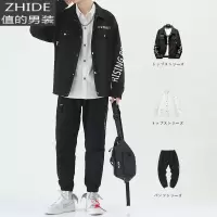 SUNTEK男士外套2020新款痞帅潮牌休闲男装一套搭配帅气春秋工装夹克套装夹克