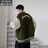 SUNTEK情侣装秋冬美式复古呢料棒球服立领夹克男港风日系飞行员毛呢外套夹克