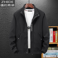 SUNTEK大码男装运动夹克宽松立领刺绣上衣春秋加肥加大码胖子外套200斤夹克