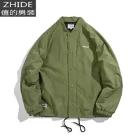 SUNTEKBDCT 日系春秋季教练夹克男外套潮牌 城市休闲百搭宽松工装棒球服夹克