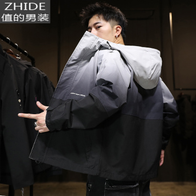 SUNTEK夹克男士2020新款秋季休闲工装连帽上衣服春秋款潮流百搭男装外套夹克