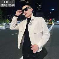 SUNTEK网红潮牌工装夹克男韩版潮流立领外套春秋季男装上衣休闲百搭褂子夹克