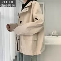 SUNTEK春装新款工装夹克男士韩版潮流宽松大码立领外套休闲帅气百搭上衣夹克