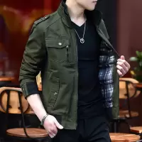 SUNTEK春秋季青年男士工装夹克加绒加厚短款迷彩外套休闲男装保暖上衣潮夹克