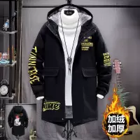 SUNTEK冬季潮牌中长款派克服男青少年加厚保暖棉服帅气中学生加绒外套潮夹克