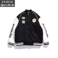 SUNTEK秋冬美式街头拼色棒球服男日系复古宽松情侣百搭休闲时尚夹克外套夹克