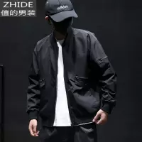 SUNTEK春秋季飞行夹克男宽松潮牌加肥加大码胖子街头男士棒球服工装外套夹克