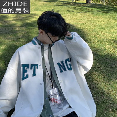 SUNTEKvibe棒球服男韩版潮流复古港风chic外套美式街头盐系日系炸街夹克夹克