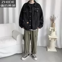 SUNTEK中年男士秋冬牛仔电焊工翻领上衣劳保耐磨工装外套褂子工作服夹克夹克