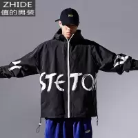 SUNTEK马切达秋季欧美潮牌街头母印花连帽夹克衫男士运动休闲外套夹克