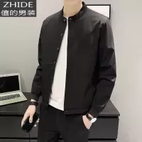 SUNTEK夹克男厚款棒球服春秋季运动户外帅气立领潮流秋冬修身飞行员外套夹克