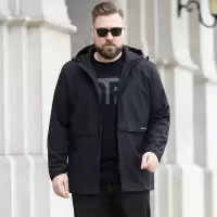 SUNTEK百胜狐大码男装胖子加肥加大宽松工装夹克肥佬男秋装加绒春秋外套夹克