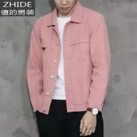 SUNTEK春秋款浅色外套男修身工装服韩版潮流男装休闲牛仔衣男士夹克衣服夹克