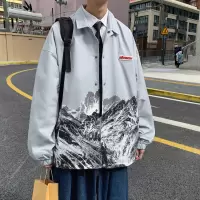 SUNTEK胖胖哥夹克男韩版潮流春季长袖情侣衣服大码宽松胖子休闲男装外套夹克