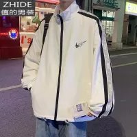 SUNTEK外套男春秋肥佬大码情侣飞行员夹克美式街头棒球服韩版潮流帅气bf夹克