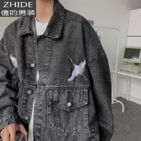 SUNTEK牛仔褂外套男韩版潮流宽松潮牌欧美街头情侣夹克炸街春装上衣复古夹克