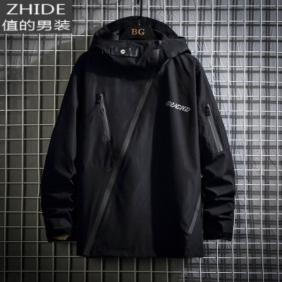SUNTEK衣服男春季潮牌机能外套简约复古休闲上衣宽松百搭运动服连帽夹克夹克