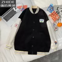 SUNTEK灯芯绒外套男棒球服潮牌宽松痞帅炸街夹克上衣韩版潮流原宿bf港风夹克