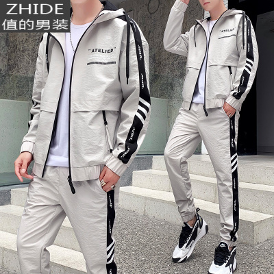 SUNTEK男装休闲运动卫衣套装痞帅一套衣服三件套搭配帅气炸街潮夹克外套夹克