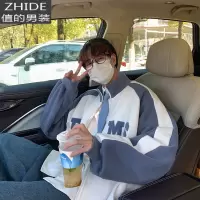 SUNTEK@ 字母印花情侣装棒球服外套春秋男生港风宽松潮牌夹克夹克