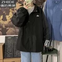 SUNTEK男生衣服搭配帅气运动外套男春季休闲条纹立领夹克oversize上衣潮夹克