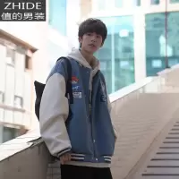SUNTEKD男女同款棒球领夹克日系刺绣卡通百搭宽外套韩版青少年学生衣服夹克