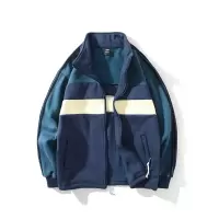 SUNTEK拼色立领运动外套男春秋复古宽松bf情侣百搭学生日系男生休闲夹克夹克