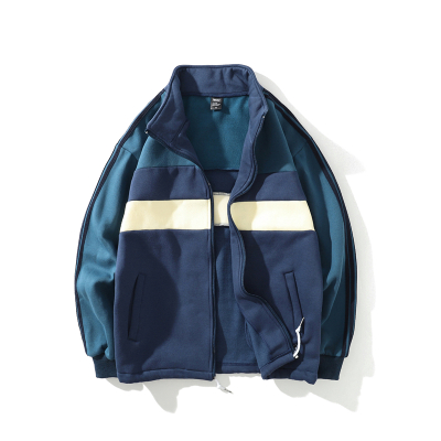 SUNTEK拼色立领运动外套男春秋复古宽松bf情侣百搭学生日系男生休闲夹克夹克