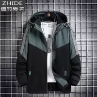 SUNTEK外套男士春季2020新款休闲连帽工装夹克加肥加大码潮流百搭上衣服夹克
