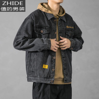 SUNTEK胖胖哥秋冬新款日系潮流宽松外套大码夹克港风简约工装牛仔男装夹克