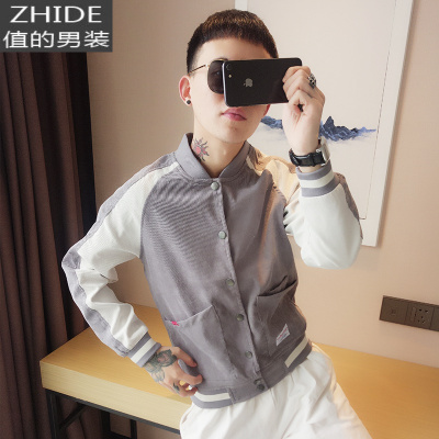 SUNTEK春季社会精小伙外套男夹克网红同款修身长袖开衫棒球服潮牌百搭夹克