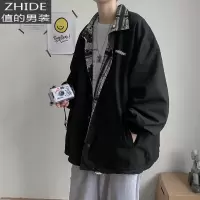 SUNTEK春季外套男韩版潮流潮牌宽松帅气双面穿夹克休闲情侣装秋装上衣服夹克