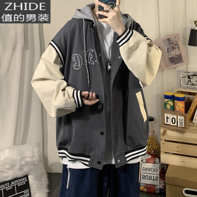 SUNTEK棒球服男连帽上衣春秋韩版潮流宽松夹克衣服外套潮牌港风痞帅运动夹克