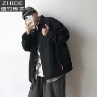 SUNTEK秋季潮牌防风外套男加肥加大码oversize帅气教练夹克炸街运动上衣夹克