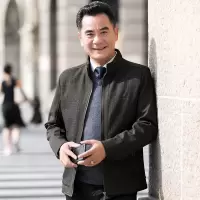 SUNTEK中老年人爸爸春装外套休闲40-50岁男士春季薄款夹克上衣爷爷装60夹克