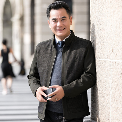 SUNTEK中老年人爸爸春装外套休闲40-50岁男士春季薄款夹克上衣爷爷装60夹克