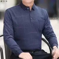 SUNTEK爸爸装春秋中年男士长袖T恤 色宽松棉中老年棉打底衫有口袋T恤