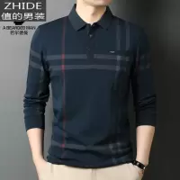 SUNTEK长袖t恤男翻领新款中老年男士带领有口袋兜秋衣服40-50岁爸爸装潮T恤