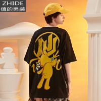 SUNTEK日系原宿BF风潮牌加肥加大短袖男潮流宽松国潮小熊T恤学生情侣装T恤