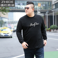 SUNTEK春秋长袖T恤男大码棉胖子肥佬加肥加大运动休闲宽松男装打底衫T恤