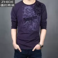 SUNTEK伟伦琼斯秋装新款男士长袖T恤男宽松型印花圆领加肥加大码t恤衫潮T恤