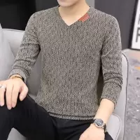 SUNTEK长袖T恤男V领潮流加肥加大码男装修身经典卫衣薄款针织衫胖衣T恤