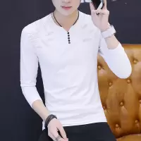 SUNTEK秋季棉质鸡心领长衫男版长袖t恤丅血男士韩版秋衣上衣外穿男装土VT恤