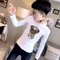 SUNTEK秋季社会精小伙卫衣男快手网红长袖t恤潮牌修身个性卡通打底衫T恤