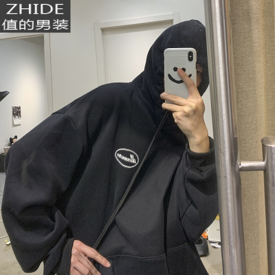 SUNTEK连帽卫衣男加绒加厚冬款青少年情侣装外套oversize潮流衣服高中生卫衣