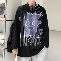 SUNTEK春秋恶魔印花长袖t恤男卫衣胖子大码宽松内搭打底衫衣服卫衣