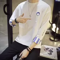 SUNTEK春秋男士长袖T恤男宽松韩版潮流卫衣小衫上衣打底衫七分袖衣服卫衣