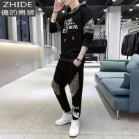 SUNTEK迷彩卫衣男士长袖t恤休闲套装男装韩版潮流痞帅气连帽个性两件套卫衣