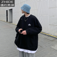 SUNTEK卫衣男hiphop炸街潮牌盐系叠穿设计感上衣oversize痞帅假两件外套卫衣