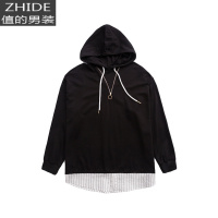 SUNTEK韦恩泽维尔加肥加大春夏宽松大码潮牌假两件百搭连帽卫衣男5930卫衣